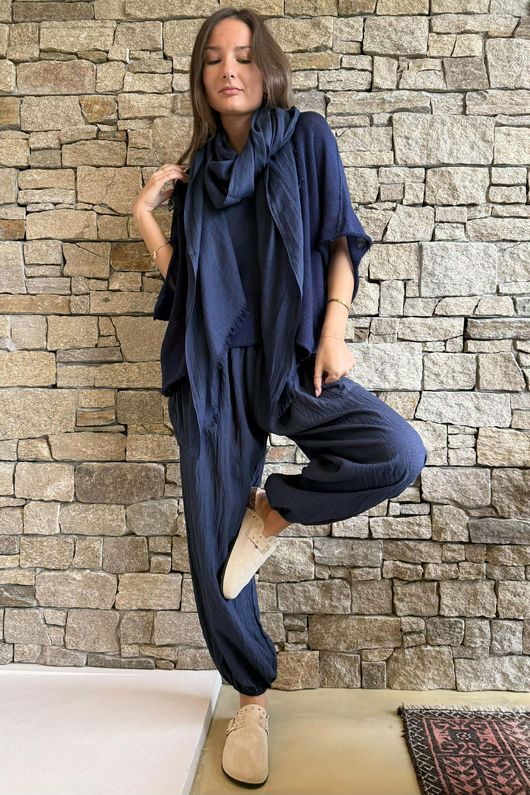 Conrad Boxy Cotton Knit Navy